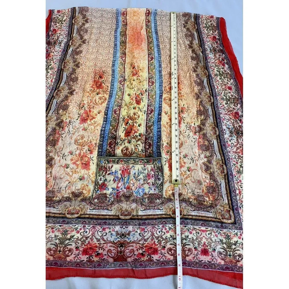 Gorgeous Sheer Multicolor Silk Scarf Wrap 92